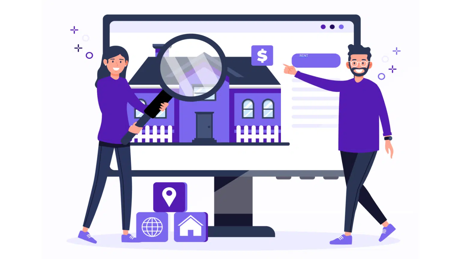 Two people searching for the right home online